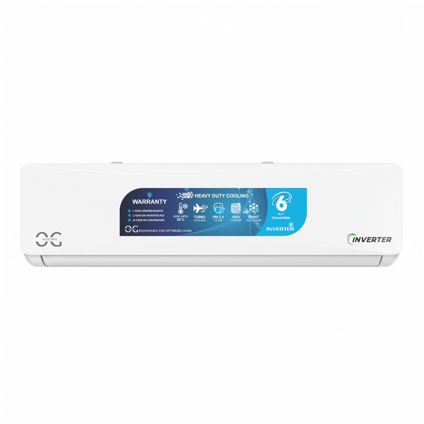 O.G ELECTRIC 2.0 ton 5 Star, Inverter Split AC (Copper, 4-in-1 Adjustable Mode, Anti-dust Filter, ASG245IOG, White)