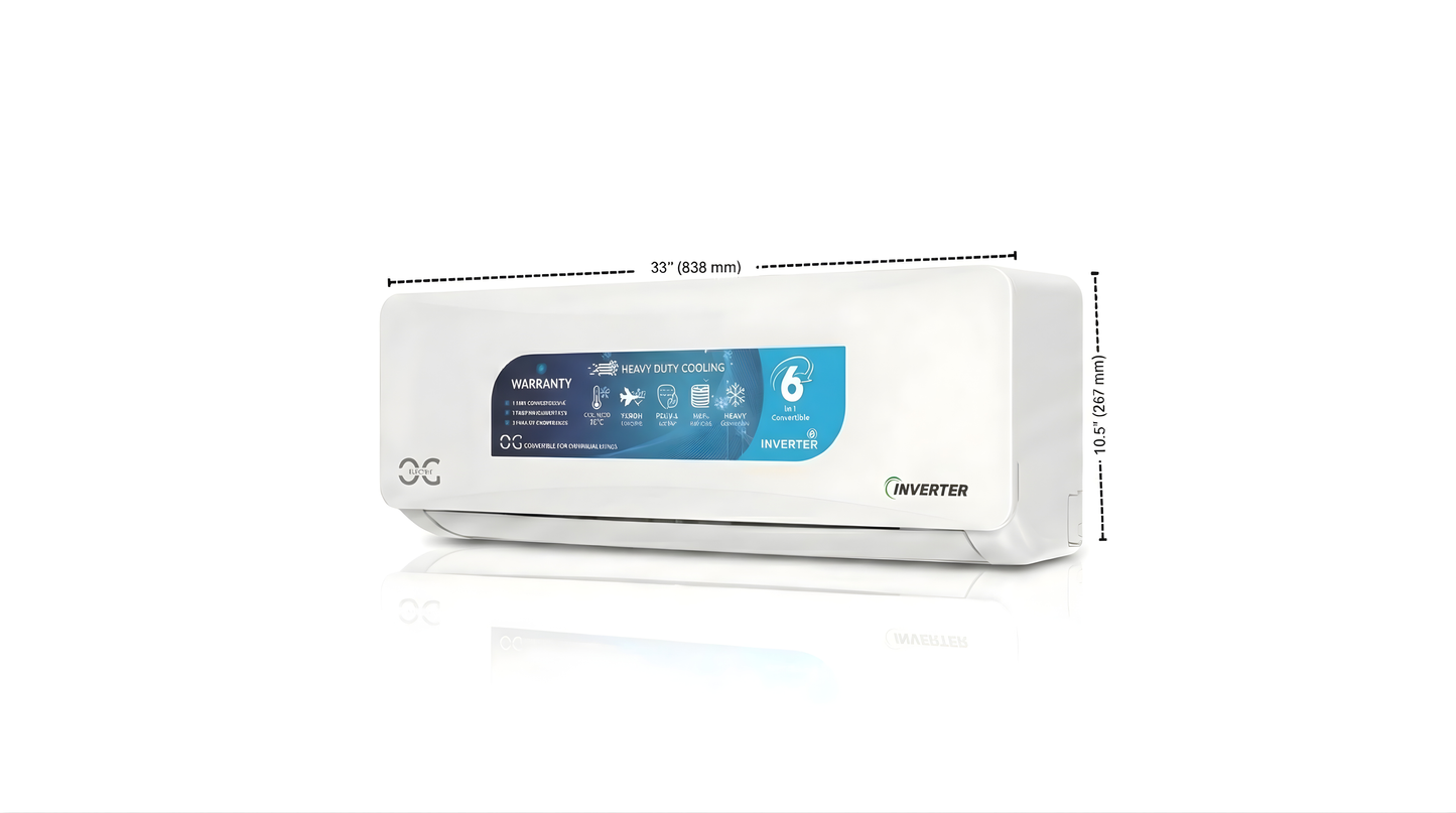 O.G ELECTRIC 1.5 ton 5 Star, Inverter Split AC (Copper, 4-in-1 Adjustable Mode, Anti-dust Filter, ASG185IOG, White)