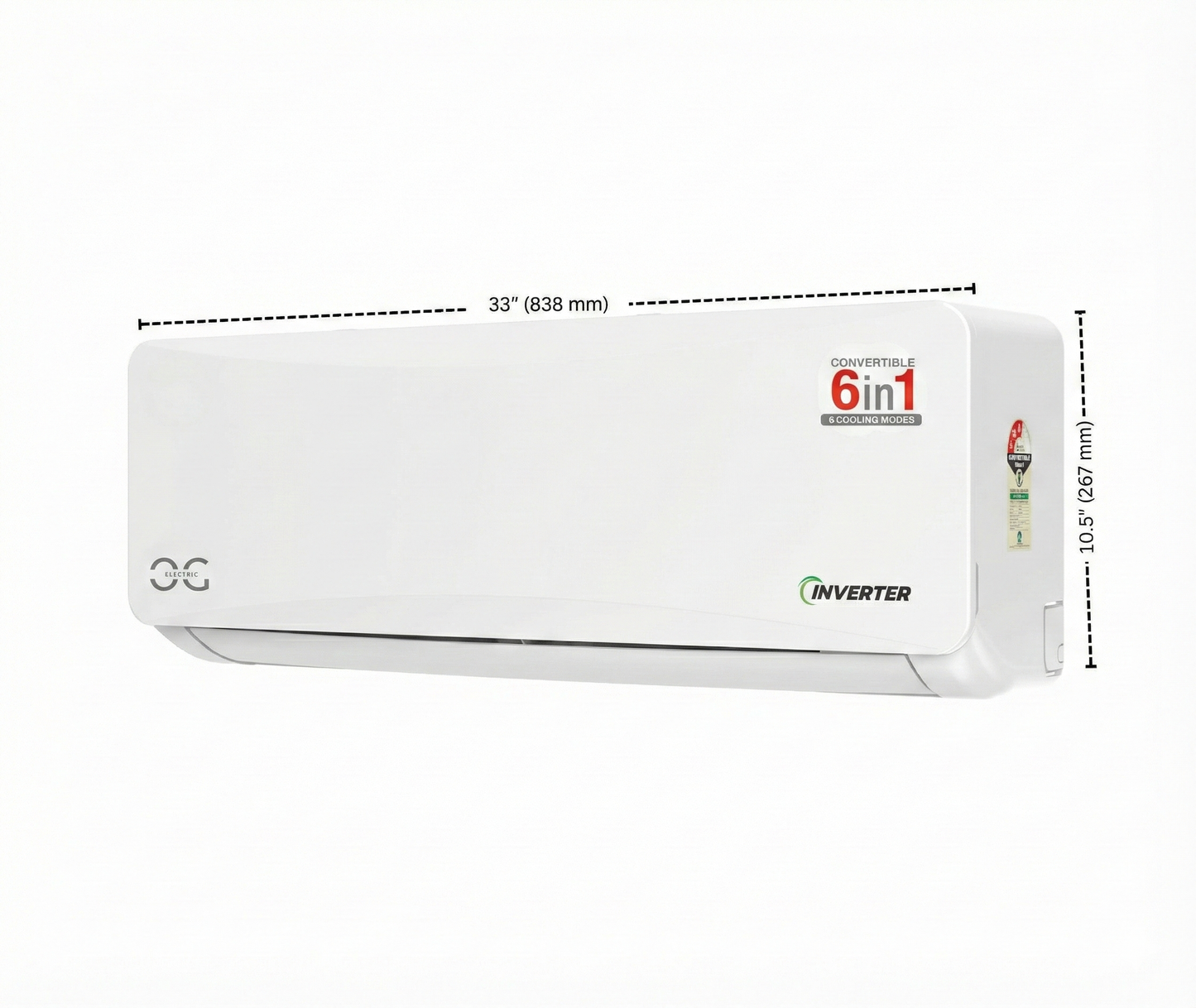 O.G ELECTRIC 1.5 ton 5 Star, Inverter Split AC (Copper, 4-in-1 Adjustable Mode, Anti-dust Filter, ASG185IOG, White)