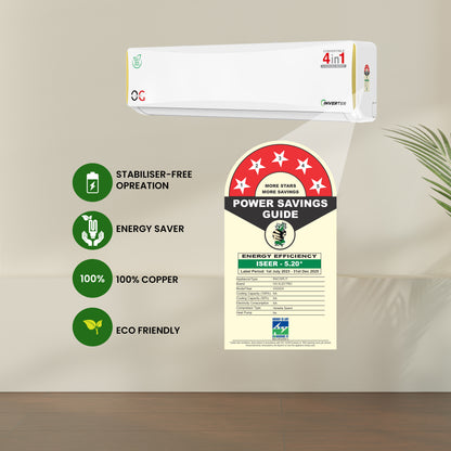O.G ELECTRIC 2.0 ton 5 Star, Inverter Split AC (Copper, 4-in-1 Adjustable Mode, Anti-dust Filter, ASG245IOG, White)