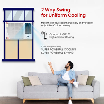 O.G Electric 1.5 Ton, 5 Star, Inverter Window AC (Copper, 4-in-1 Adjustable Mode, 2025 Model, AXG185IOG, White)