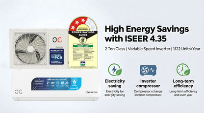 O.G ELECTRIC 1.0 ton 3 Star, Inverter Split AC (Copper, 6-in-1 Adjustable Mode, Anti-dust Filter, ASG123IOG, White)