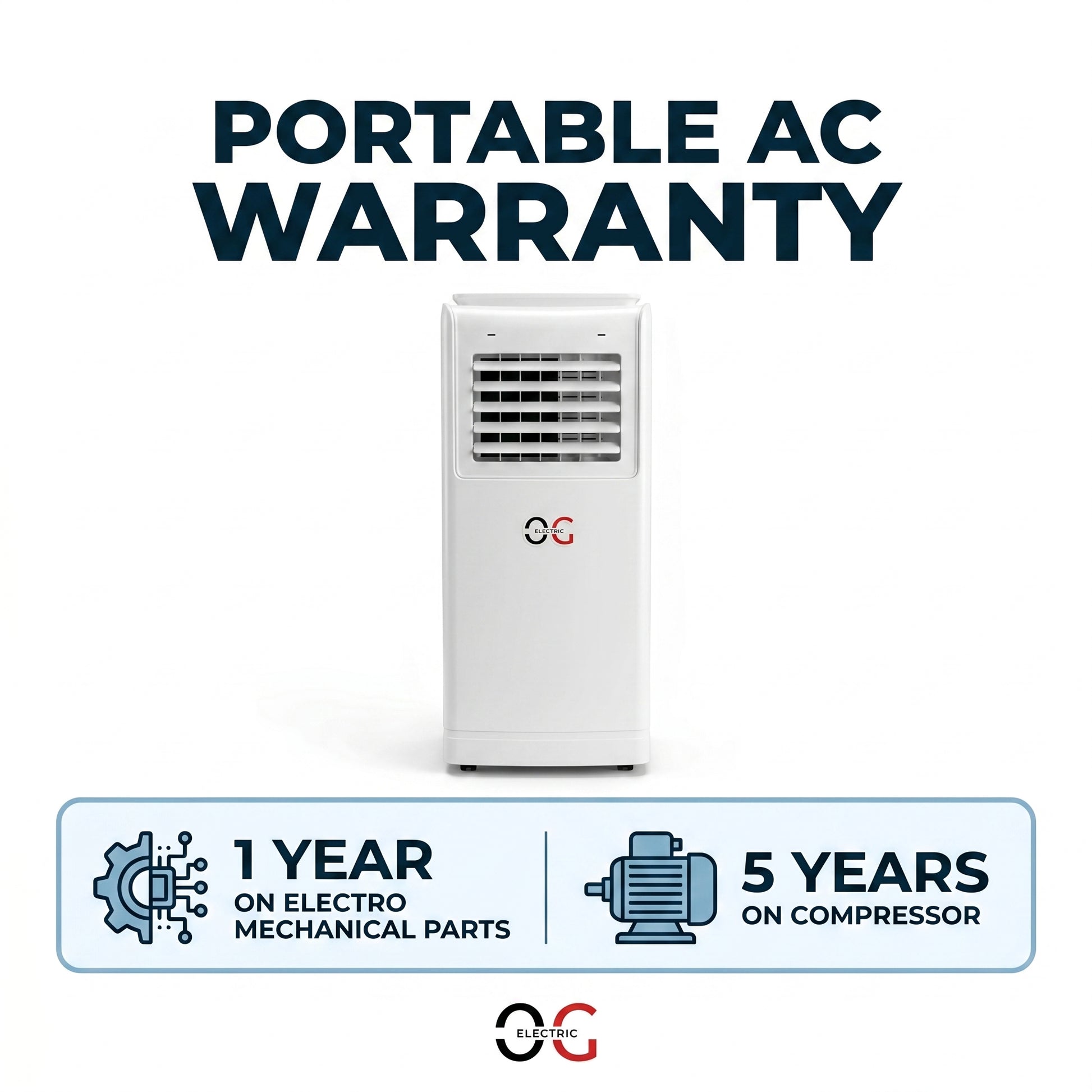 Portable AC unit with warranty 5 year on compressor